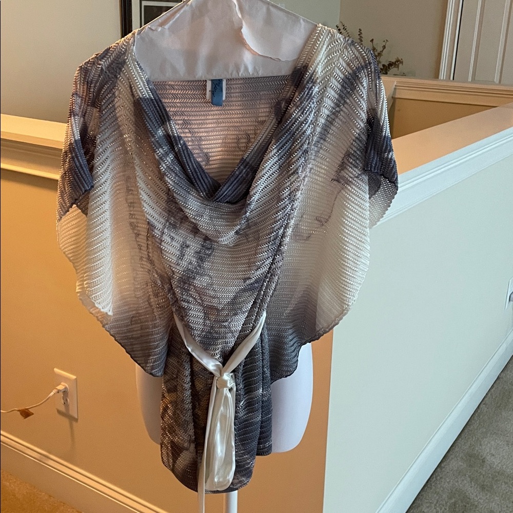 Patra Gray and White Cowl Neck Sweater